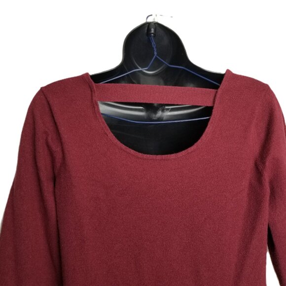 Love Ellie Sweater M Burgundy Crossback Detail Boat Neck Minimalist - Picture 3 of 10